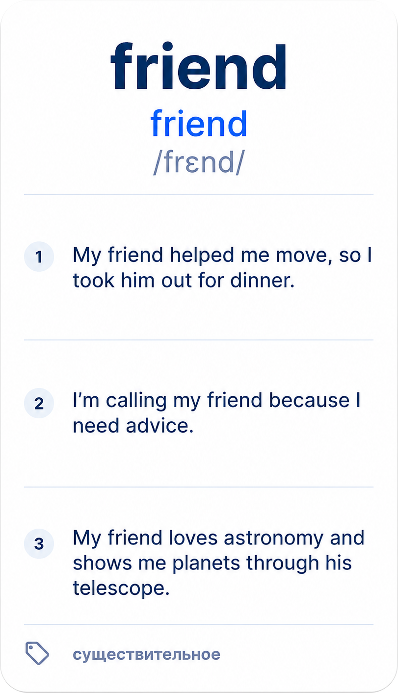 Лицевая сторона карточки friend